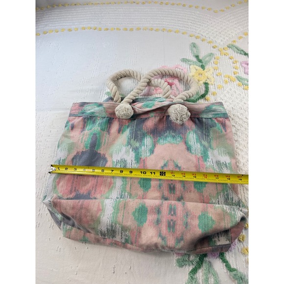 Abstract Beach‎ Tote Bag Rope Handles Turquoise Lining Travel Shopper - Picture 4 of 8